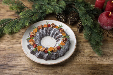 Christmas desserts made of nuts. Close-up 