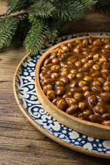 Fototapeta premium Christmas desserts made of nuts. Close-up 