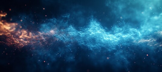 Naklejka premium Ethereal Radiance: Unveiling the Mesmerizing Interplay of Blue and Orange Hues in a Mysterious Dark Canvas – A Captivating Exploration of Optical Illusions and Visual Alchemy.