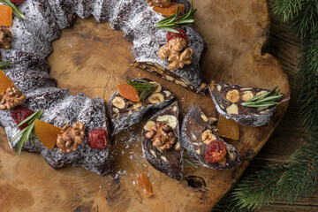 Christmas desserts made of nuts. Close-up 