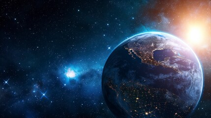Fototapeta premium planet earth in high resolution with stars background