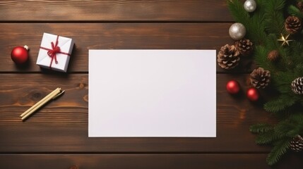 New Year template on wooden background. Neural network AI generated art