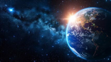 Fototapeta na wymiar planet earth in high resolution with real stars background