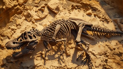 Fototapeta na wymiar discovery of a dinosaur in a dig