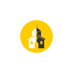 Church building button isolated on transparent background