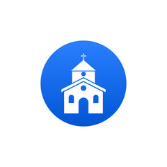 Church building button isolated on transparent background
