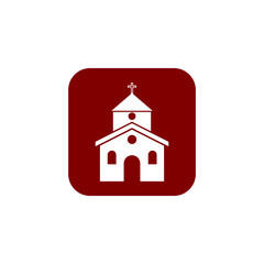 Church building button isolated on transparent background