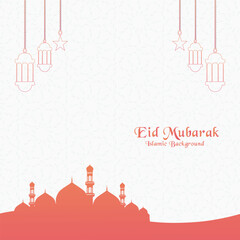 Religious muslim festival eid mubarak celebration background with mosque