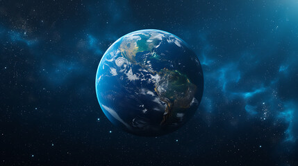 Fototapeta na wymiar the earth from orbit with a blue background in