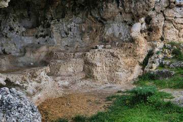 Prehistoric caves in the Murgia Materana reserve (Matera Italy) dating back to the Paleolithic and Neolithic periods