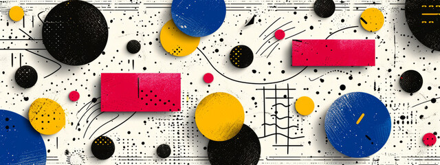 Obraz premium Harmonious Kaleidoscope: A Mosaic of Vibrant Shapes Adorning a Captivating Wall