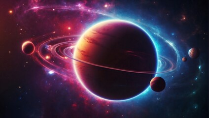 Majestic panorama of the solar system from the outer rim featuring vibrant planets against a star-studded backdrop