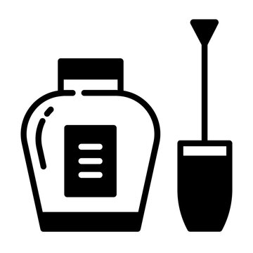 black nail polish bottle and brush clip art preview