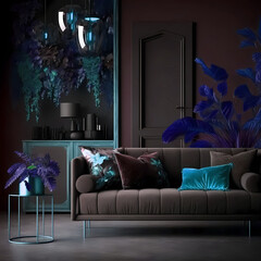 Empty wall in modern minimalistic living room
