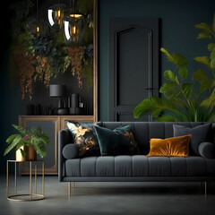 Empty wall in modern minimalistic living room