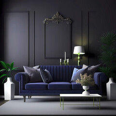Empty wall in modern minimalistic living room