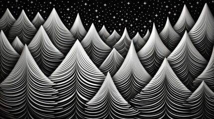 close-up black and white graphics  Christmas tree textured background. Generative ai