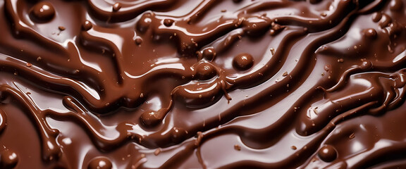 Close-Up View of Smooth Flowing Chocolate Waves in a backdrop Setting