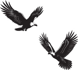 Obraz premium Eagle flying silhouette vector