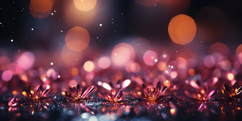 Abstract bokeh shimmering pink glitter lights with blurry defocused background