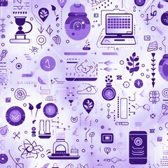 lavender abstract technology background using tech devices and icons 