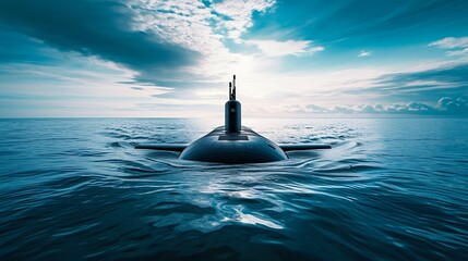 Submarine at Sea during Sunset. Generative ai