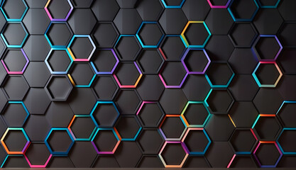 hexagon 3d dark background  geometric mesh pattern 