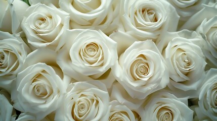Elegant White Roses in Full Bloom. Generative ai