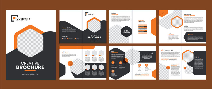 corporate business profile brochure layout template, annual report creative layout 12 page editable A4 size 