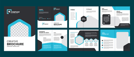 corporate business profile brochure layout template, annual report creative layout 12 page editable A4 size  - obrazy, fototapety, plakaty