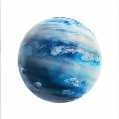 Realistic Illustration of Neptune on White Background. Generative ai