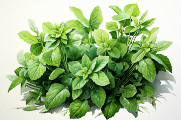 Mint herb on white background - obrazy, fototapety, plakaty