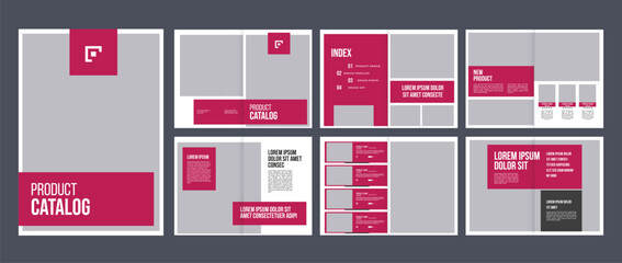 company product catalog brochure layout design, 12 page catalog portfolio with creative premium product list   - obrazy, fototapety, plakaty