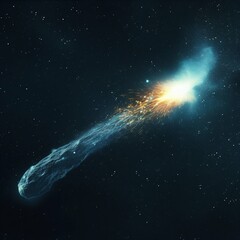 Celestial Comet Streaking Across the Starry Sky. Generative ai
