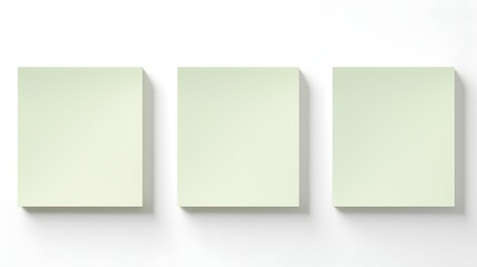Set of light green square Paper Notes on a white Background. Brainstorming Template with Copy Space