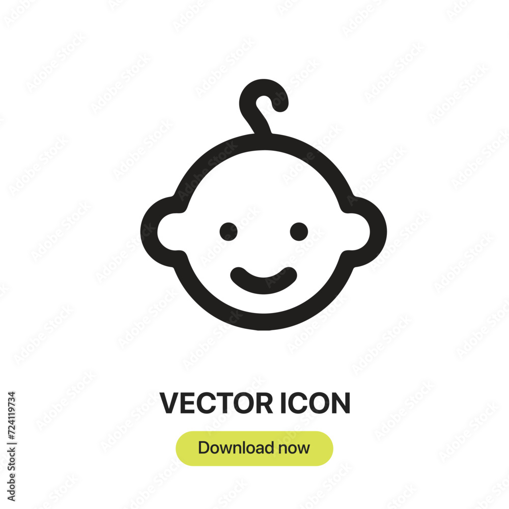 Leinwandbilder baby icon vector. linear-style sign for mobile concept and web design. baby symbol illustration. pix