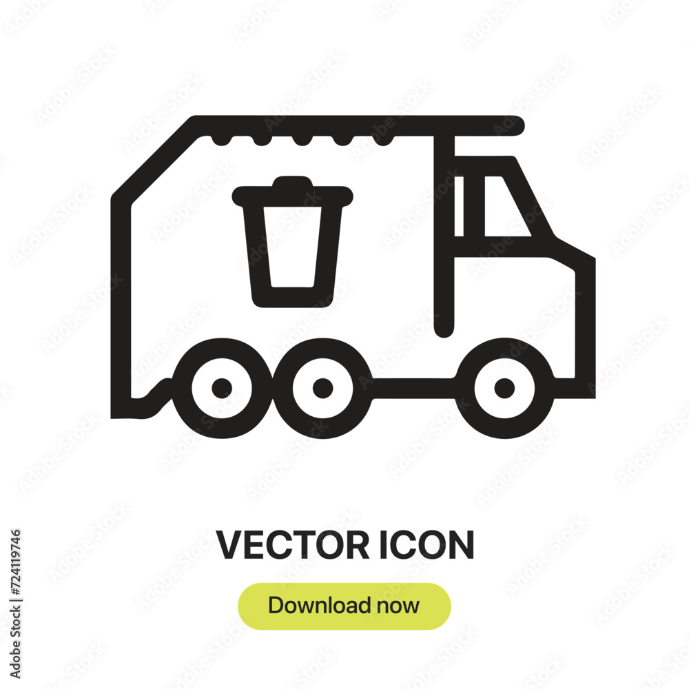 Poster Garbage Truck icon vector. Linear-style sign for mobile concept and web design. Garbage Truck symbol illustration. Pixel vector graphics - Vector.	
