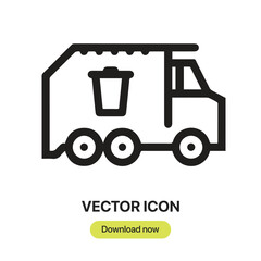 Garbage Truck icon vector. Linear-style sign for mobile concept and web design. Garbage Truck symbol illustration. Pixel vector graphics - Vector.	
