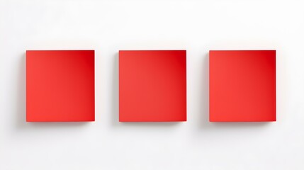 Set of light red square Paper Notes on a white Background. Brainstorming Template with Copy Space