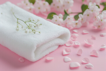 Obraz na płótnie Canvas Romantic valentine's day towel with decoration ideas for special celebrations
