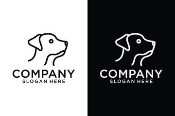 luxury line dog pet logo design in one continuous line Creative Dog vector illustration