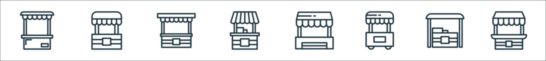 outline set of stall line icons. linear vector icons such as stall, stall,