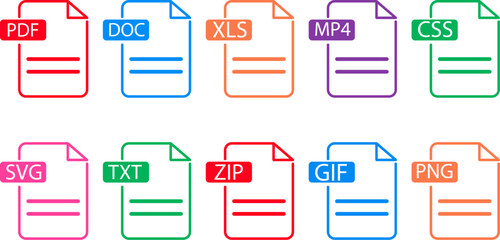 Format File Vector. Various Pictogram File Format Type. Vector EPS10