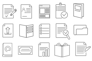 Outline document notes icon set isolated. Vector EPS10