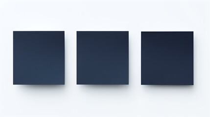 Set of navy blue square Paper Notes on a white Background. Brainstorming Template with Copy Space