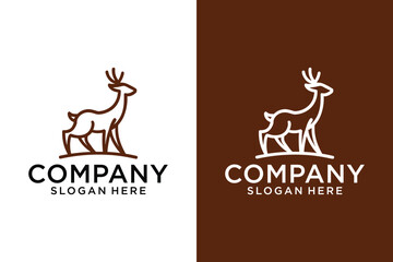 abstract deer logo design Deer logo line icon. Wild deer outdoor brand label.Wildlife deer symbol. Vector