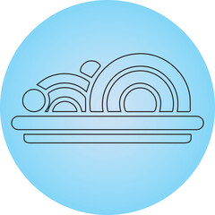 Global Cuisine, Blackline Filled Logo Design, Light Blue Background Color, Vector Art