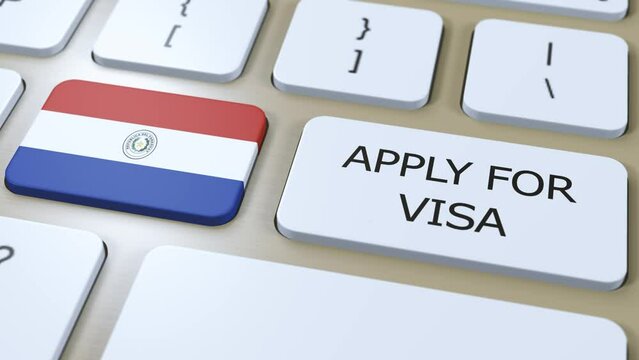 Paraguay Apply for Visa Concept. Visa of Country or Government with National Flag