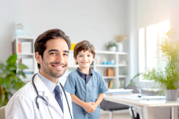 Fototapeta premium Kind beim Kinderarzt in Arztpraxis 