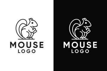 Squirrel logo template mouse line logo design vector icon design.